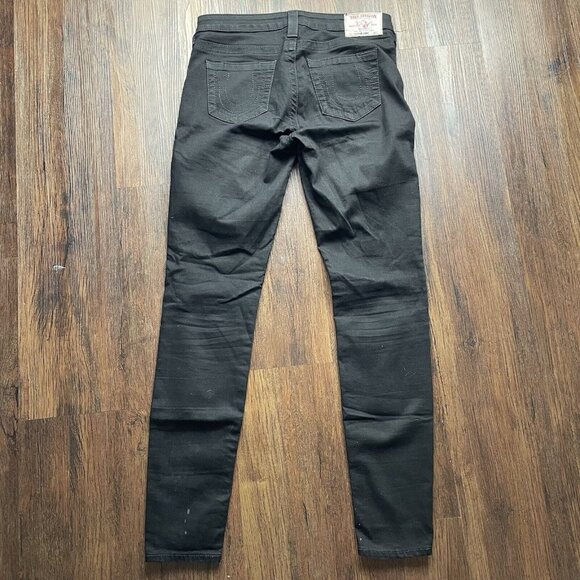 True Religion Black Super Skinny Rose Embroidered Jeans Womens Size 29x29 - Picture 2 of 11